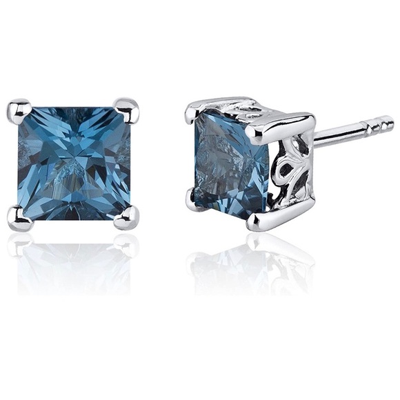 Natural 2.5 ct London Blue Topaz Earrings - Picture 1 of 11